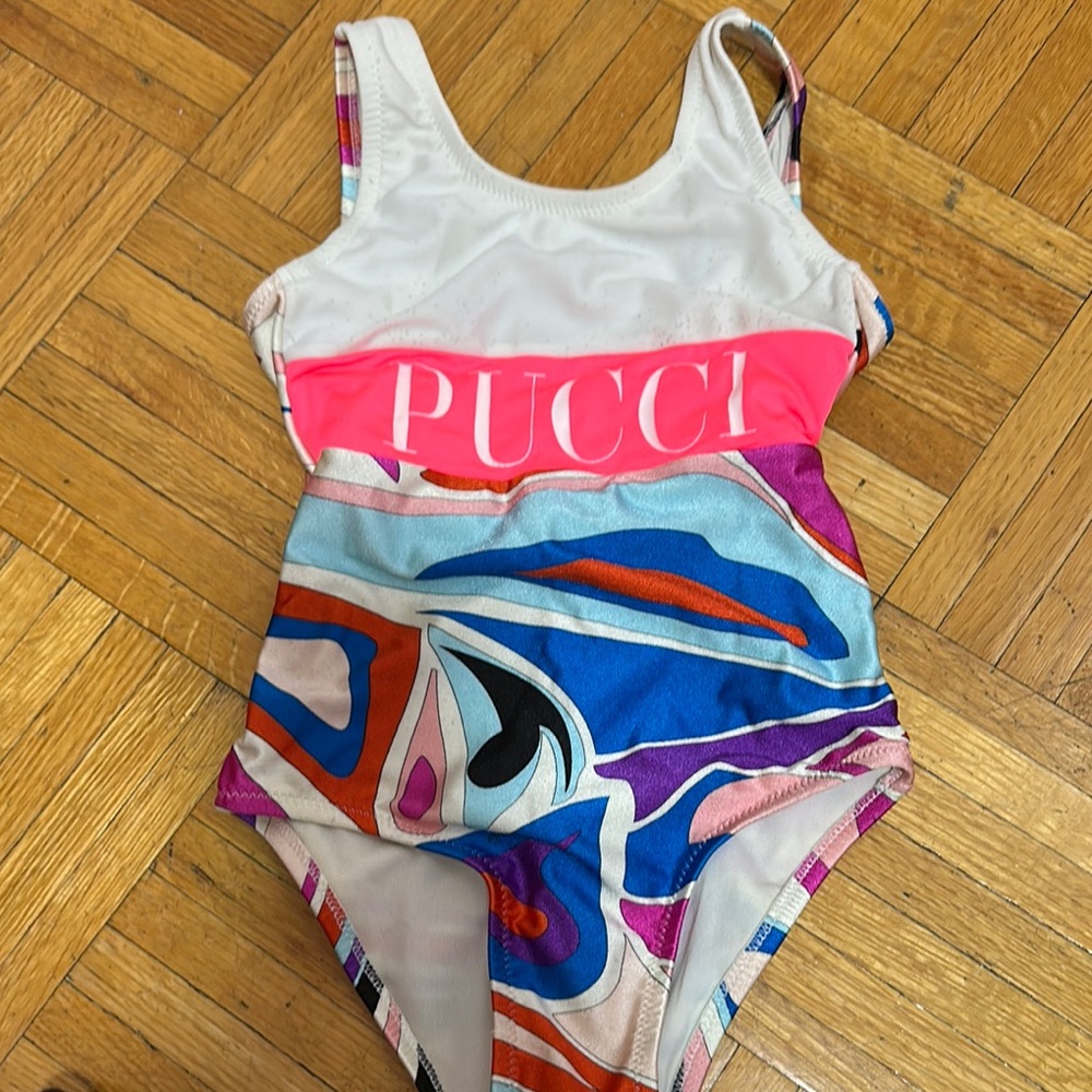 Emilio Pucci Vibrant Pink and Blue One Piece Swimsuit